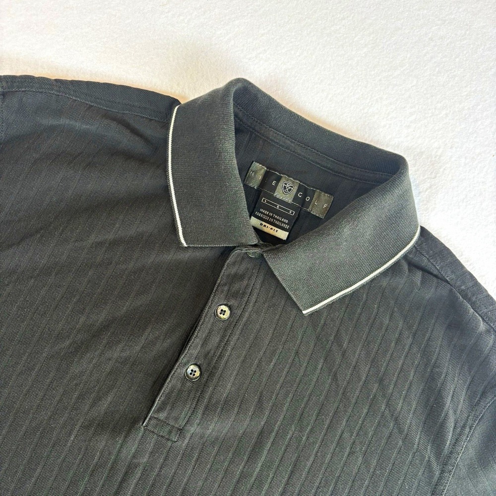 Nike Golf Dri-FIT Men's Black Striped Polo Shirt L Short Sleeve Breathable